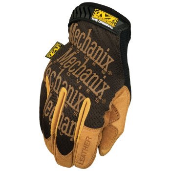 Mechanix Wear Durahide Series LMG-75-011 Mechanic Gloves, XL, Wing Thumb, Hook-and-Loop Cuff, Leather, Tan