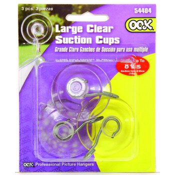 OOK 54404 Suction Cup, Plastic Base, Clear Base, 5 lb Working Load