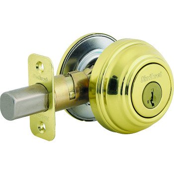 Kwikset 99800-120 Deadbolt, 1 Grade, K4 Key, Metal, Polished Brass, 2-3/8 to 2-3/4 in Backset, KW1 Keyway