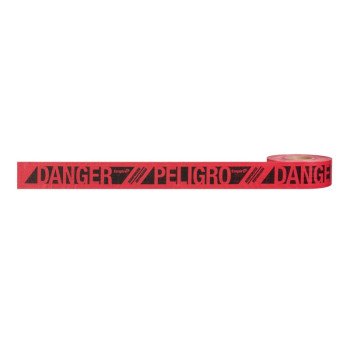 Empire 76-0604 Barricade Tape, 500 ft L, 3 in W, Danger/Peligro, Red Background