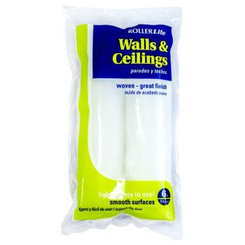 RollerLite White Velvet 6WV025D Mini Roller Cover, 1/4 in Thick Nap, 6 in L, Dralon Cover, White