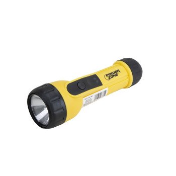 PowerZone JL-L0013L High-Impact Flashlight, D Battery, D Battery, Krypton Lamp, 13 Lumens, 50 m Beam Distance, Yellow