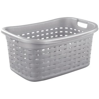 Sterilite 12756A06 Weave Laundry Basket, Plastic, Cement, 26 in L x 18-3/8 in W x 12-1/2 in H Outside