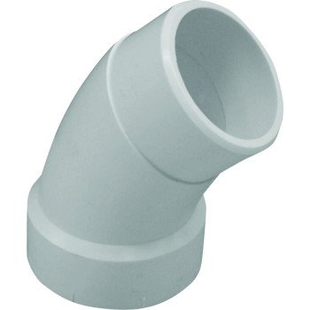 Canplas 192403 Street Pipe Elbow, 3 in, Hub x Spigot, 45 deg Angle, PVC