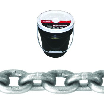 Campbell 0181423 High-Test Chain, 1/4 in, 150 ft L, 2600 lb Working Load, 43 Grade, Carbon Steel, Zinc