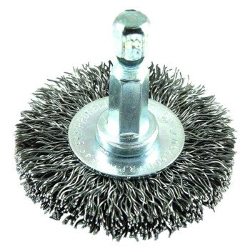 Forney 72725 Wire Wheel Brush, 1-1/2 in Dia, 0.012 in Dia Bristle