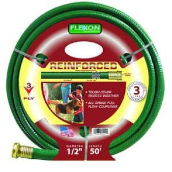 Flexon FR12100 Garden Hose, 1/2 in, 100 ft L, Vinyl, Light Green