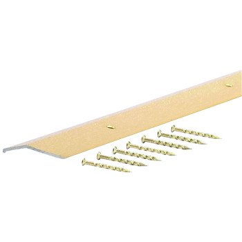 M-D 79079 Carpet Trim, 36 in L, 1.38 in W, Fluted Surface, Aluminum, Satin Brass