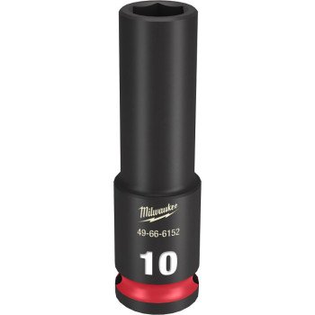 Milwaukee SHOCKWAVE Impact Duty Series 49-66-6152 Deep Impact Socket, 10 mm Socket, 3/8 in Drive, Square Drive, 6-Point