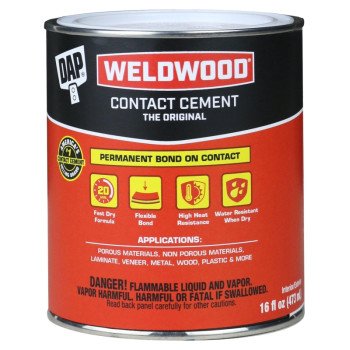 DAP 00271 Contact Cement, Liquid, Strong Solvent, Tan, 1 pt, Can