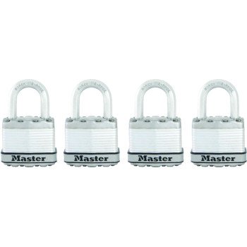 Master Lock Magnum Series M1XQ Padlock, Keyed Alike Key, 5/16 in Dia Shackle, 1 in H Shackle, Stainless Steel Body, Zinc