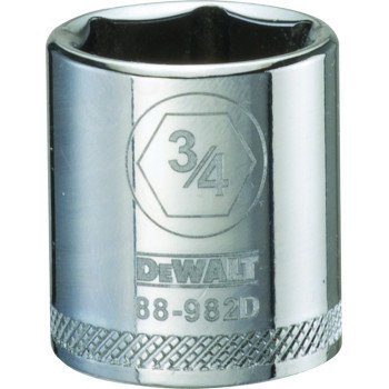 DEWALT DWMT88982OSP Hand Socket, 3/4 in Socket, 3/8 in Drive, 6-Point, Vanadium Steel, Polished Chrome