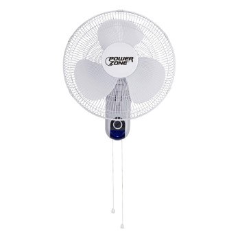 PowerZone HF-40W Wall-Mount Fan, 120 V, 16 in Dia Blade, 3-Blade, 3-Speed, White