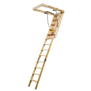 American Stairways Husky 444 Series 4255489 Disappearing Stairway, 8 ft 9 in H Ceiling, 11-Step, 250 lb, 1 ft W Step, 1/EA