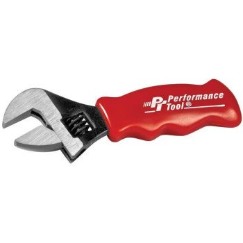 Wilmar W9108 Stubby Adjustable Wrench, 6 in OAL, 1 in Jaw, Contour Grip Handle