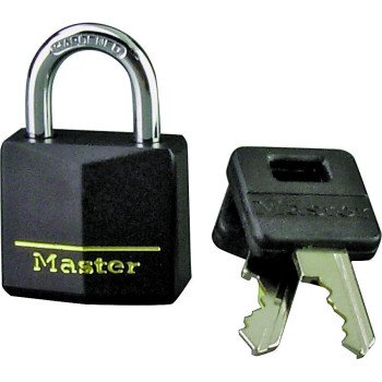 Master Lock 131T Padlock, Keyed Alike Key, 3/16 in Dia Shackle, Steel Shackle, Brass Body, 1-3/16 in W Body