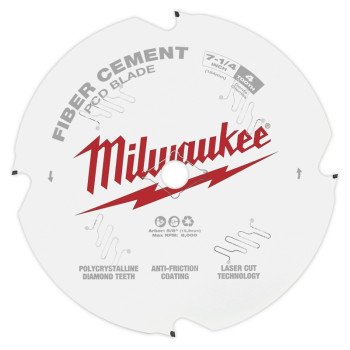 Milwaukee 48-40-7000 Circular Saw Blade, 7-1/4 in Dia, 5/8 in Arbor, 4-Teeth, Polycrystalline Diamond Cutting Edge