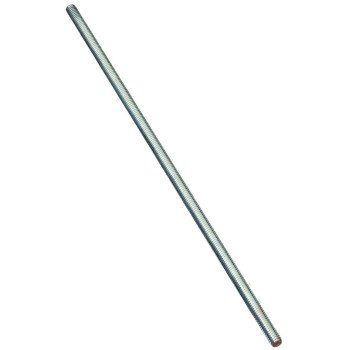 Stanley Hardware N179-424 Threaded Rod, 5/16-18 Thread, 24 in L, A Grade, Steel, Zinc, UNC Thread