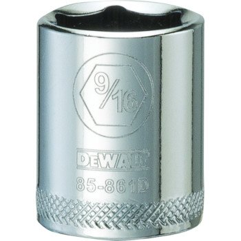 DEWALT DWMT85861OSP Hand Socket, 9/16 in Socket, 1/4 in Drive, 6-Point, Vanadium Steel, Polished Chrome