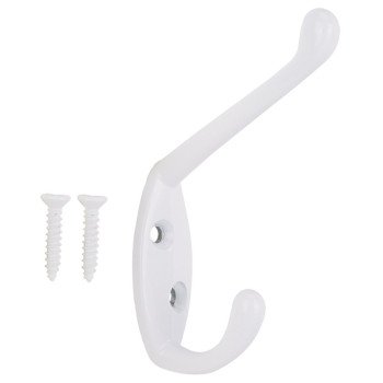 ProSource H6172168W-BC3L-PS Coat and Hat Hook, 22 lb, 2-Hook, 1-1/64 in Opening, Zinc