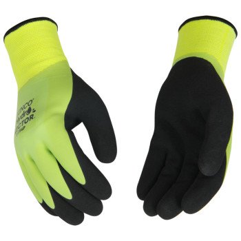 Hydroflector 1786P-L Protective Gloves, Men's, L, Knit Wrist Cuff, Latex Coating, Acrylic Glove, Black/Green