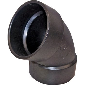 Canplas 102602LBC Pipe Elbow, 2 in, Hub, 60 deg Angle, ABS, Black