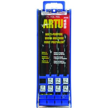 ARTU 01510 Drill Bit Set, Multi-Purpose, 7-Piece, Cobalt