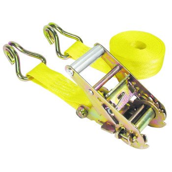 Keeper 89519 Tie-Down, 1-3/4 in W, 15 ft L, Yellow, 1666 lb Working Load, Double J-Hook End