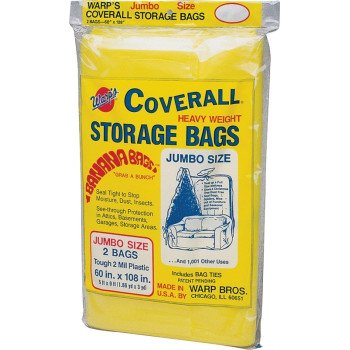 Warp's Banana Bags CB-60 Storage Bag, Jumbo, Plastic, Yellow, 60 in L, 108 in W, 2 mil Thick