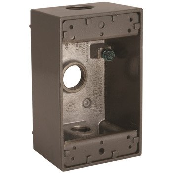 Hubbell 5320-7 Weatherproof Box, 3-Outlet, 1-Gang, Aluminum, Bronze, Powder-Coated