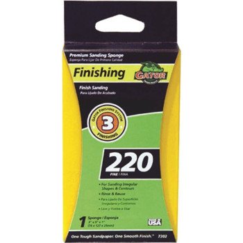 Gator 7302 Sanding Sponge, 5 in L, 3 in W, 220 Grit, Aluminum Oxide Abrasive, Jumbo Size