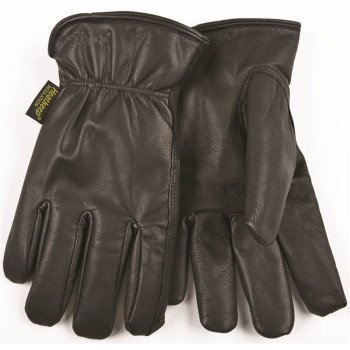 Heatkeep 93HK-L Driver Gloves, Men's, L, 10-1/4 in L, Keystone Thumb, Easy-On Cuff, Goatskin Leather, Black