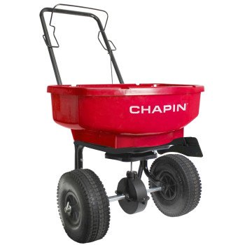 Chapin 81000A Residential Turf Spreader, 80 lb, Steel Frame, Poly Hopper, Pneumatic Wheel