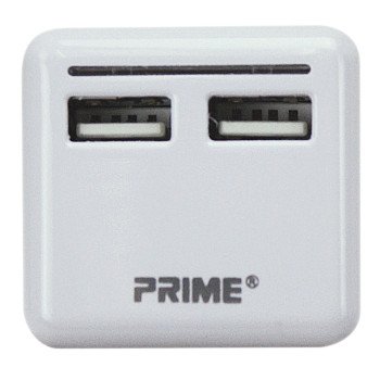 PowerZone ORUSB340 AC Compact USB Charger with Light, 3.4 A, 2-USB Port, White