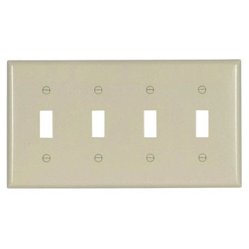 Eaton 2154LA-BOX Switch Wallplate, 4-1/2 in L, 8.19 in W, 4-Gang, Thermoset, Light Almond