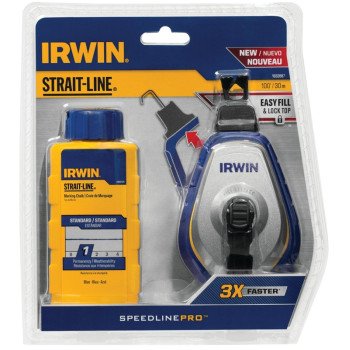 Irwin 1932887 Chalk Reel, 2 oz Chalk Capacity, 100 ft L Line, 3:1 Gear Ratio