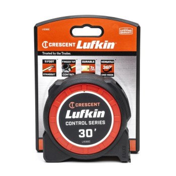 Crescent Lufkin Control Series L1030C Tape Measure, 30 ft L Blade, 1-3/16 in W Blade