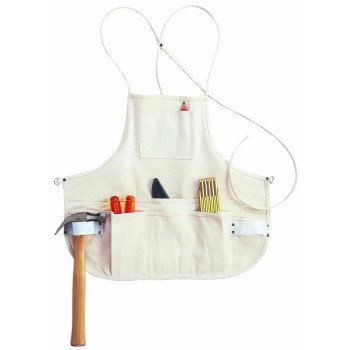 CLC Tool Works Series C10 Bib Apron, 29 to 46 in Waist, Cotton, White, 12-Pocket