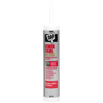 DAP KWIK SEAL ULTRA 74820 Premium Kitchen and Bath Sealant, White, 4 hr Curing, 40 to 100 deg F, 300 mL Cartridge