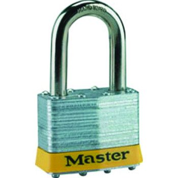 Master Lock 5DLF Padlock, Keyed Different Key, 3/8 in Dia Shackle, 1-1/2 in H Shackle, Boron Alloy Shackle, Steel Body