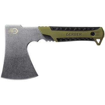 Gerber 31-003482 Pack Hatchet, Stainless Steel Blade, Rubber Handle, Full Tang Handle, Flat Sage Handle, 9.46 in L