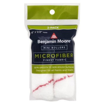Benjamin Moore U66202-018 Mini Roller Cover, 1/2 in Thick Nap, 4 in L, Microfiber Cover, Red/White