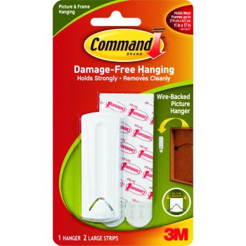 Command 17041 Picture Hanger, 5 lb, Plastic, White, Adhesive Strip Mounting, 1/PK