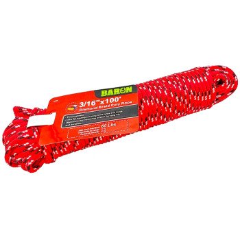 Baron 52607 Rope, 3/16 in Dia, 100 ft L, 40 lb Working Load, Polypropylene, Assorted