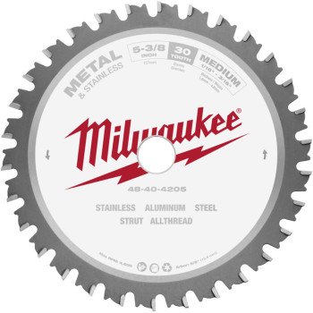 Milwaukee 48-40-4205 Circular Saw Blade, 5-3/8 in Dia, 5/8 in Arbor, 30-Teeth, Carbide Cutting Edge