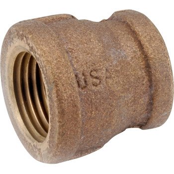 Anderson Metals 738119-1206 Reducing Pipe Coupling, 3/4 x 3/8 in, FIPT, Brass, 200 psi Pressure