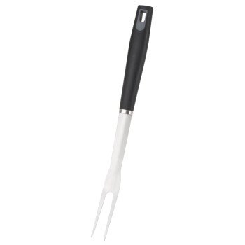 Omaha BBQ-22779-02 BBQ Fork, 1.5 mm, Stainless Steel Blade, Stainless Steel, Plastic Handle, Straight Handle, 16 in OAL