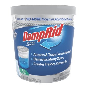 DampRid FG01FSSB Refillable Moisture Absorber, 11 oz Tub, Solid, Fresh