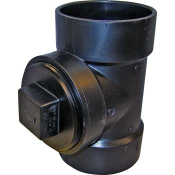 Canplas 102116SBC Test Pipe Tee, 3 in, Hub x FNPT, ABS, Black