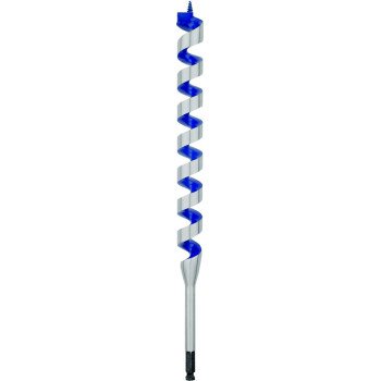 Irwin 3043016 Auger Drill Bit, 1-1/2 in Dia, 17 in OAL, Twist Flute, 1-Flute, 7/16 in Dia Shank